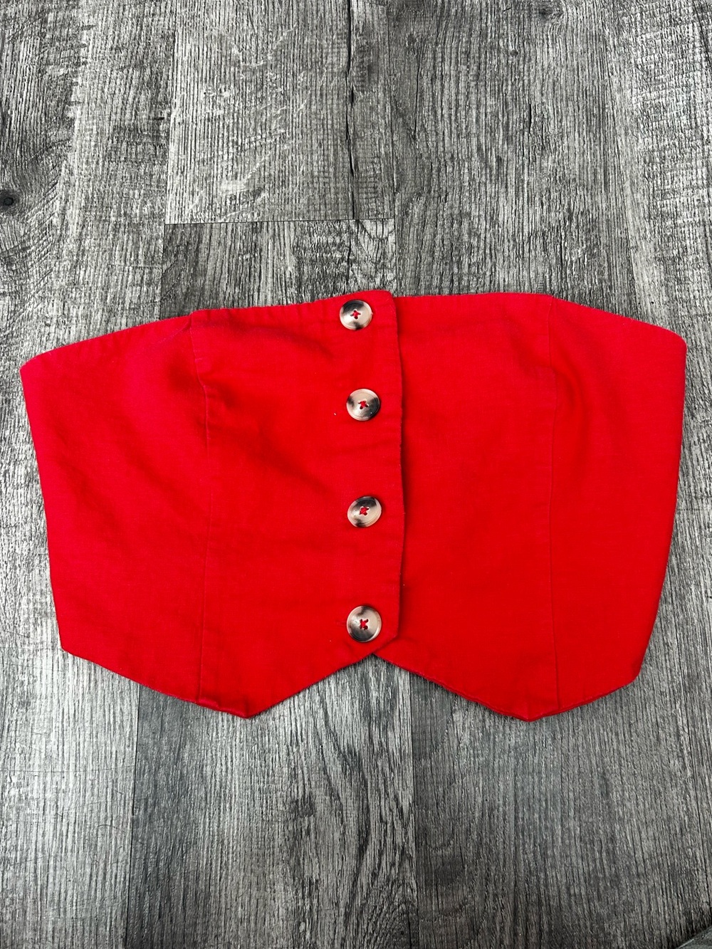 Bershka Red Strapless Button-Front Button Top